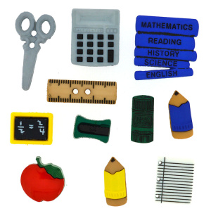 Набор пуговиц и/или декоративных элементов "Школьные принадлежности". Арт 324