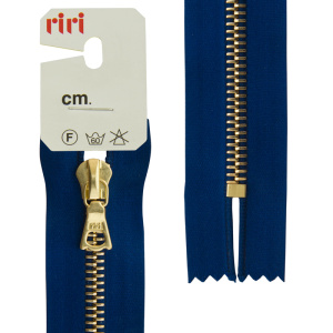 Молния металл, Gold, неразъёмная, на атласной тесьме, 6 мм, 18 см, цвет 9603, синий. Арт 3653226/18/9603         