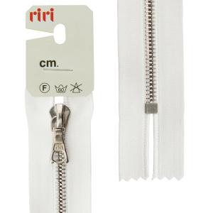 Молния металл, Ni, неразъёмная, на атласной тесьме, 4 мм, 18 см, цвет 2101, белый. Арт 3412224/18/2101         