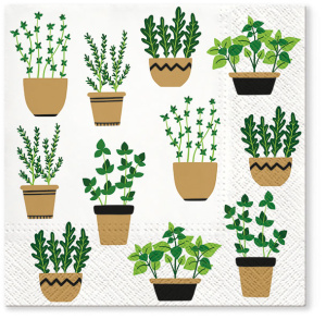 Салфетки трехслойные для декупажа, коллекция "Lunch"  TETЕ a TETE "Растения в горшках" . Арт TL701900