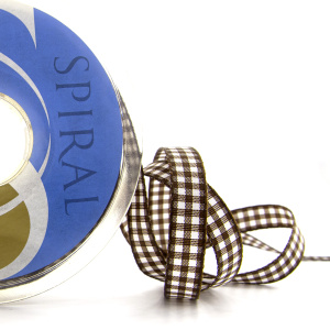 Лента с рисунком клетка SAFISA, 11 мм, 25 м, цвет 17, коричневый. Арт 469-11мм-17             