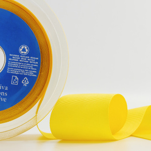 Лента репсовая SAFISA, 50 мм, 25 м, цвет 09 желтый светлый. Арт 350-50мм-09