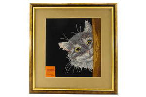 Вышитая картина "Любопытный Кузя ". Арт Модель 03.014.01        