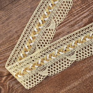 Мерсеризованное хлопковое кружево, 35 мм, цвет кремовый. Арт 2196/02
