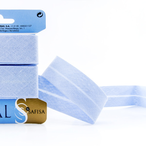 Косая бейка хлопок/полиэстер на блистере, 30 мм, 2,5 м, цвет 04, светло-голубой. Арт P06120-30мм-04          