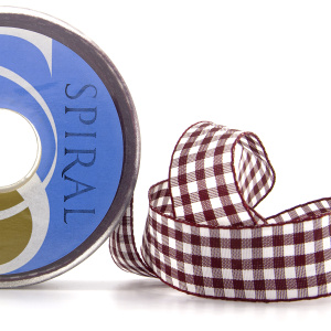 Лента с рисунком клетка SAFISA, 25 мм, 25 м, цвет 30, бордо. Арт 469-25мм-30             