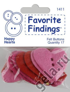 Пуговицы из войлока Favorite Findings Felt "Счастливые сердечки". Арт 550001411                