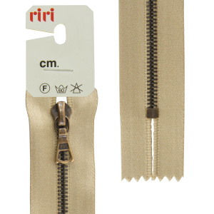 Молния металл, AM, неразъёмная, на атласной тесьме, 4 мм, 18 см, цвет 2213, золотисто-бежевый. Арт 3418216/18/2213         