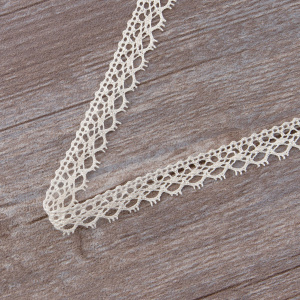 Мерсеризованное хлопковое кружево, 14 мм, шампань. Арт 2094/72