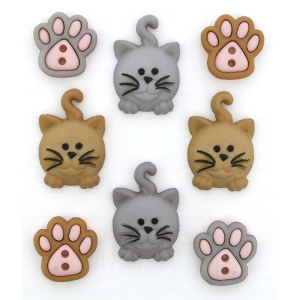 Набор пуговиц и/или декоративных элементов "Счастливые котята". Арт 9349