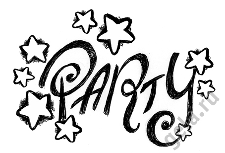 Деревянный штамп "Надпись Вечеринка" . Арт WTB024                  