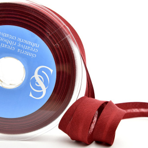 Косая бейка хлопок/полиэстер 20 мм, 25 м, цвет 84, вишневый. Арт 6120-20мм-84            