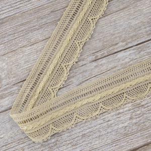 Мерсеризованное хлопковое кружево, 33 мм, цвет бежевый. Арт 2177/27