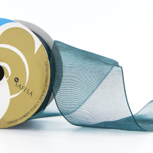 Лента органза SAFISA мини-рулон, 39 мм, 2 м, цвет 43, зеленый темный. Арт P00520-39мм-43/1         