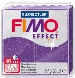 Полимерная глина FIMO "Effect", уп. 57 г, цвет фиолетовый с блестками. Арт 8020-602