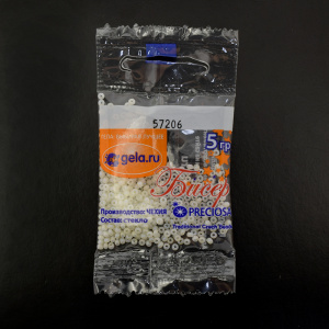 Бисер Preciosa №10, 5 г., цвет № 57206 молочный радужный алебастр. Арт G 57206