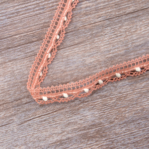 Мерсеризованное хлопковое кружево, 15 мм, розовый. Арт 2150/F3