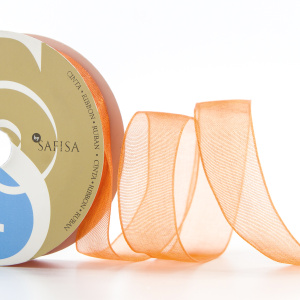 Лента органза SAFISA мини-рулон, 15 мм, 3,5 м, цвет 61, оранжевый. Арт P00520-15мм-61          