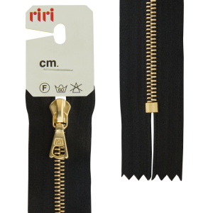 Молния металл, Gold, неразъёмная, на атласной тесьме, 4 мм, 18 см, цвет 2110, черный. Арт 3403223/18/2110         