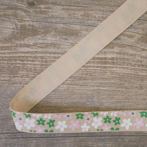 Лента репсовая на картонной катушке "Цветочки". Арт VR15.310