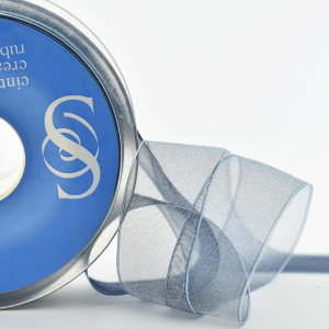 Лента органза SAFISA 15 мм, 25 м, цвет 1504, серый светлый. Арт 120-15мм-1504           