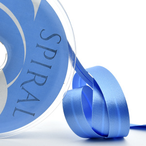 Косая бейка атласная 20 мм, 25 м, цвет 65, голубой. Арт 6260-20мм-65            