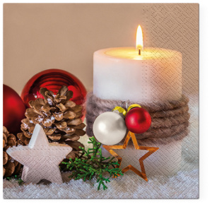 Салфетки трехслойные для декупажа, коллекция "Lunch"  TETЕ a TETE "Праздничная свеча" . Арт TL801200