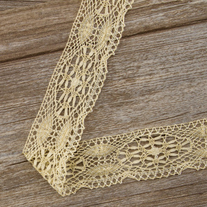 Мерсеризованное хлопковое кружево, 50 мм, цвет тёмно-бежевый. Арт 2218/2T