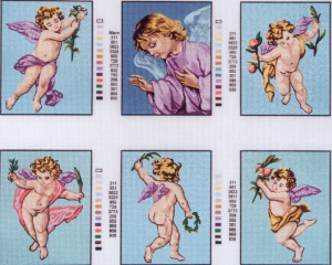 Канва жесткая с 6 рисунками "Ангелочки". Арт 41.205                  