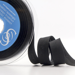 Косая бейка хлопок/полиэстер, 18 мм, 25 м, цвет 01, черный. Арт 6120-18мм-01