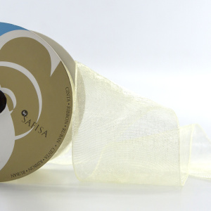 Лента органза SAFISA мини-рулон, 39 мм, 2 м, цвет 56, кремовый. Арт P00520-39мм-56          
