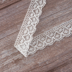 Мерсеризованное хлопковое кружево, 30 мм, цвет белый. Арт 2025/01