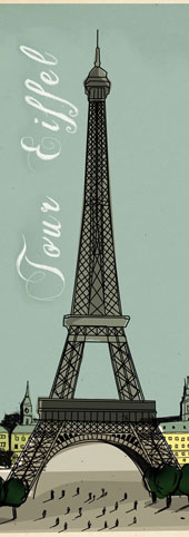 Бумага упаковочная "Эйфелева башня", рисовая, 24 x 60 см. Арт DFS213L                 