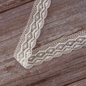 Мерсеризованное хлопковое кружево, 30 мм, цвет экрю. Арт 2227/72
