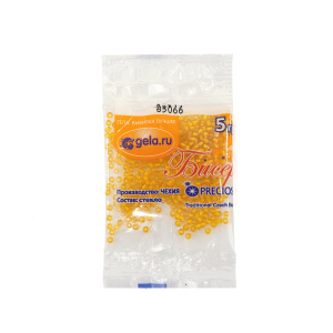 Бисер Preciosa №10, 5 г., цвет №85066 желто-оранжевый с белым прокрасом прозрачный. Арт G 85066