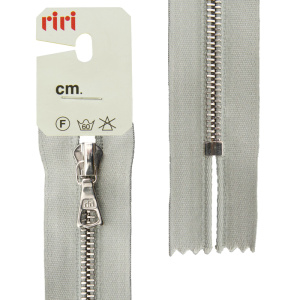 Молния металл, Ni, неразъёмная, на атласной тесьме, 4 мм, 18 см, цвет 9112, голубовато-серый. Арт 3412224/18/9112         