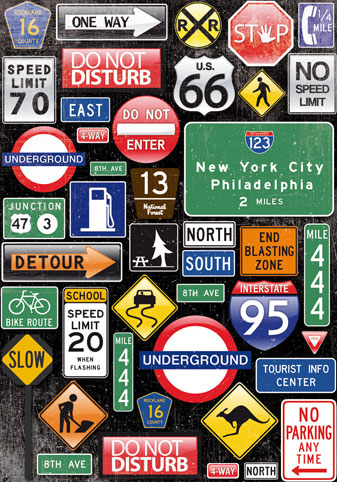 Карта для декупажа "Дорожные знаки". Арт DFG408                  