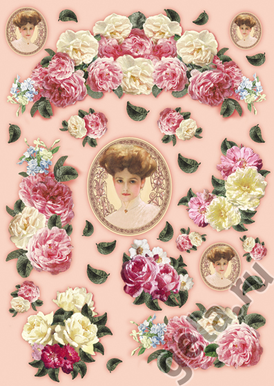 Карта для декупажа "Романтическая леди". Арт DFG327                  