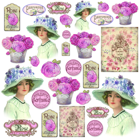 Салфетка рисовая "Духи и розы". Арт DFT250