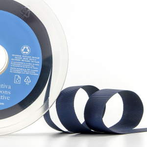 Лента репсовая SAFISA, 25 мм, 25 м, цвет 15, темно-синий. Арт 350-25мм-15(25)        