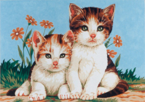 Канва жесткая с 2 рисунками "Котята". Арт F.20                    