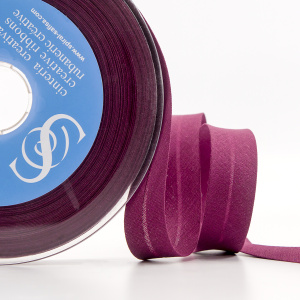 Косая бейка хлопок/полиэстер 20 мм, 25 м, цвет 30, бордо. Арт 6120-20мм-30            