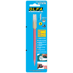 Набор: нож макетный с 5 лезвиями и 1 иглой для прокола, цвет розовый. Арт AK-5/5B/PIK