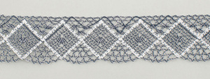 Мерсеризованное хлопковое кружево, 50 мм, цвет джинсово-серый с белым. Арт 1403/R9                 