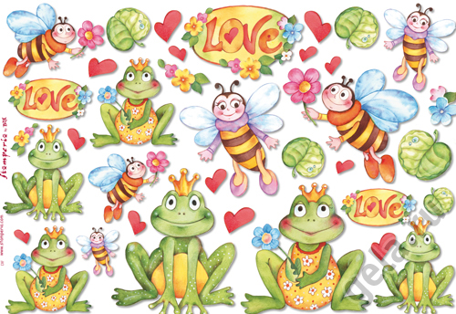 Бумага упаковочная "Лягушки", рисовая, 48 х 33 см. Арт DFS101                  