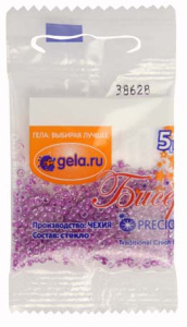 Бисер Preciosa №10, 5 г., цвет  №38628 сиреневый прокрас прозрачный. Арт G 38628