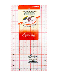 Линейка для пэчворка с градицей в дюймах, 12" x 6 1/2". Арт NL4180                  