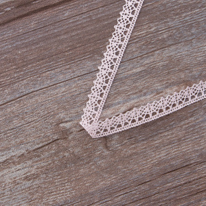 Мерсеризованное хлопковое кружево, 12 мм, цвет светло-розовый. Арт 3267/06                 