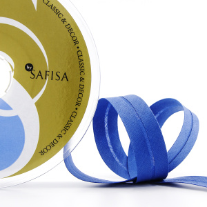 Косая бейка хлопок/полиэстер 20 мм, 25 м, цвет 70, насыщенный синий. Арт 6120-20мм-70            