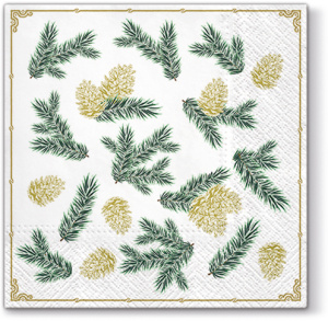 Салфетки трехслойные для декупажа, коллекция "Lunch"  PAW Decor Collection "Ветки с шишками". Арт SDL016500